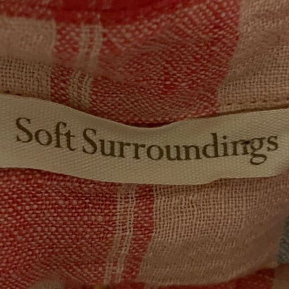 Soft Surroundings Womens Red Plaid Linen Button-Up Long Sleeve Shirt Size 3X - Picture 7 of 11